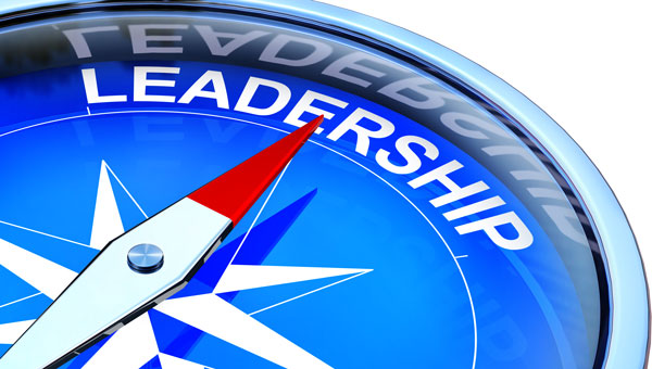 An illustration of a compass that points to the word "Leadership"