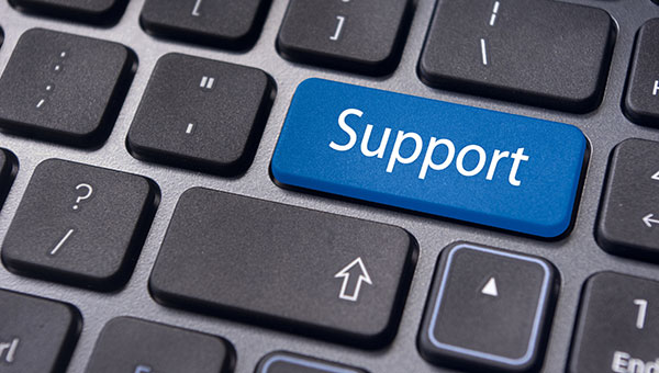 A keyboard with a button that says "Support."